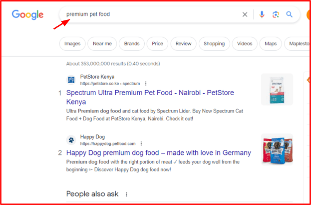 Analyzing search intent through the SERPs using the keyword