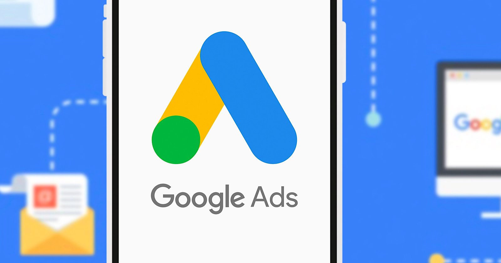 Smart phone with the Google Ads logo is a service and program of the company Google.