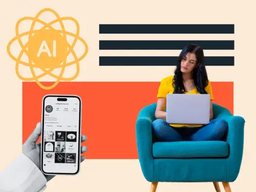 woman using ai agent for social media